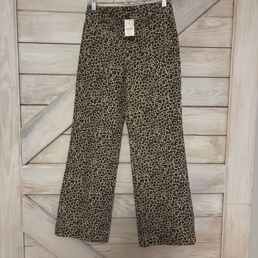 J.CREW High-rise kickout jean with sailor pockets in leopard print, 26